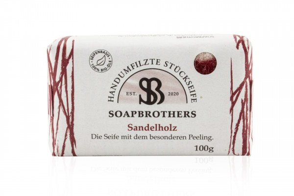 Naturkosmetik Bioseife mit Filzmantel in nachhaltiger Verpackung - Filzseife - Sandelholz 100g - Ges