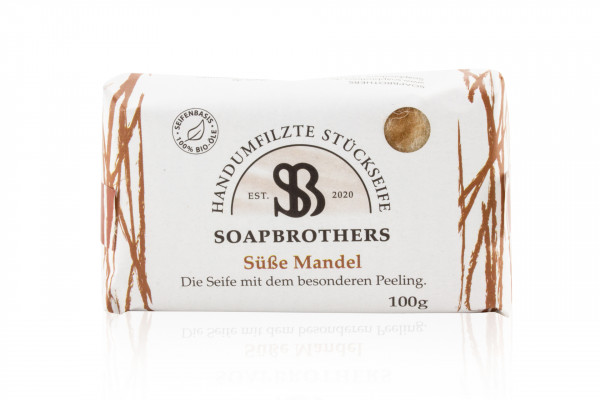 Naturkosmetik Bioseife mit Filzmantel in nachhaltiger Verpackung - Filzseife - Süße Mandel 100g - Ge